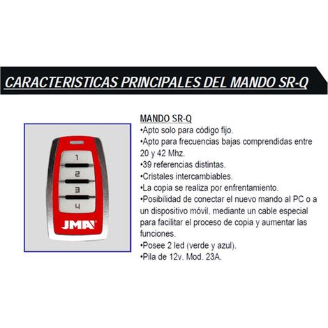 Télécommande JMA SR-Q QUARZO TÉLÉCOMMANDE 20 et 42 MHz