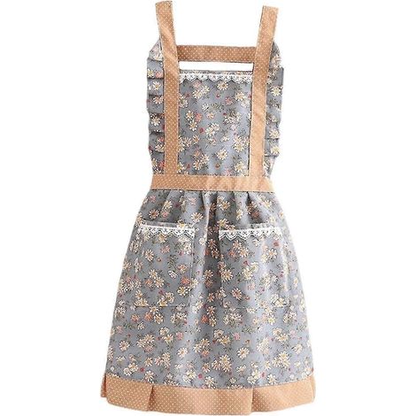 Tablier de cuisine pour femme, style café, avec deux poches, léger et pratique, idéal pour le service, le jardinage et les activités de plein air. Convient également aux jeunes filles.-Gray Blue (1/4)