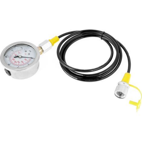 Raccord de test pour flexible hydraulique M162-BSP1/4 + manomètre 0600BAr 8500PSI (1/5)