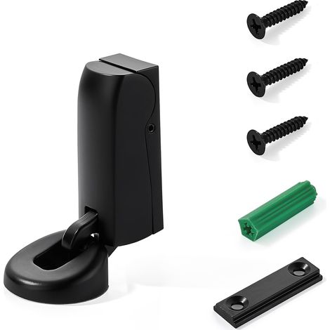 Butée de porte noire mate (lot de 1) - Butée souple pour fixation murale ou au sol - Maintient la porte ouverte - Butée hydraulique - Butée de porte lente - Convient aux portes intérieures et aux port (1/4)