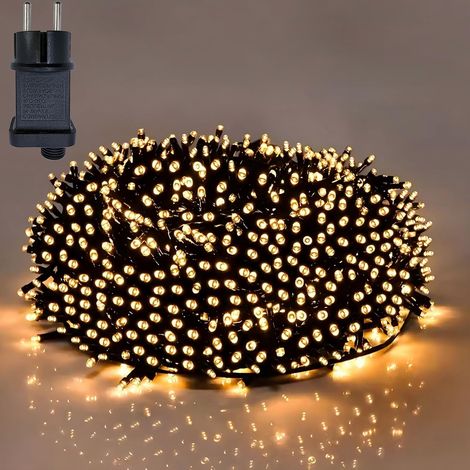 Guirlande Lumineuse Extérieure Interieur 8 Modes Sapin de Noël Blanc Chaud 100m avec Prise Minuterie Fonction Mémoire, IP44 Étanche Lumières de Noël Exterieur Parfait pour Jardin, Balcon