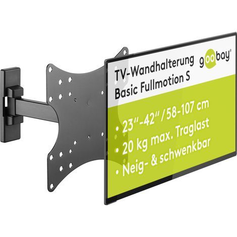 Support TV Mural Orientable 23-42 Pouces 180° Inclinable VESA 200x200 Jusqu'à 20 kg - Orientation Totale S - 49713 (1/5)