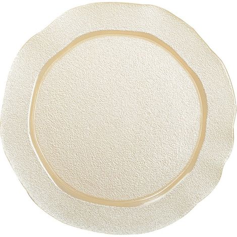 Assiette de présentation en verre en forme de fleur coloris vanille 32,5 x 32,5 x 2 cm - PANGIVO (1/4)