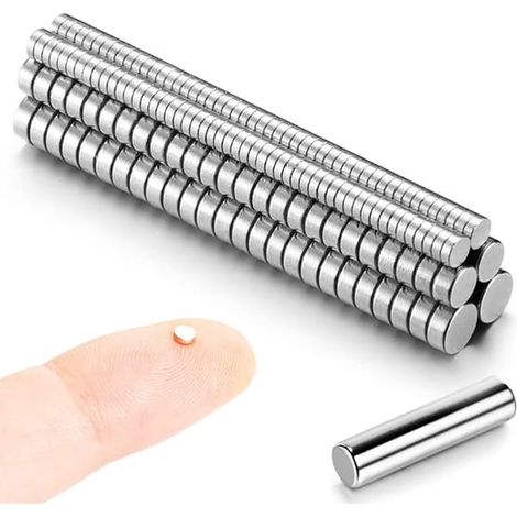 Ecleanfy - 200 mini aimants - Petits aimants ronds - 100 aimants néodyme de 3 x 1 mm, 50 aimants néodyme de 4 x 2 mm, 50 aimants néodyme de 5 x 2 mm (métaux des terres rares) (1/5)