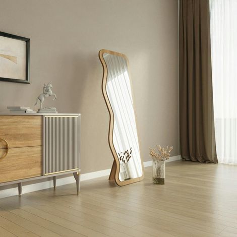 Miroir plein pied moderne - ondulations effet bois clair CODY (1/5)