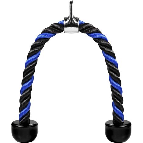 Cable Triceps - 68 cm Long Braided Nylon Rope With Rubber End - For Cable Machine Pull Down And Multi-Joint Exercises - 1 Piece (1/5)