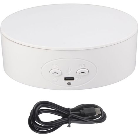 Présentoir rotatif à 360° - Charge maximale : 3 kg - Plateau tournant électrique blanc pour bouteilles de vin, cosmétiques et montres (1/5)