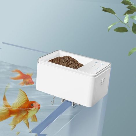 Distributeur automatique de nourriture pour poissons intelligent avec minuteur, alimentation par piles, capacité de 70 ml. (1/5)
