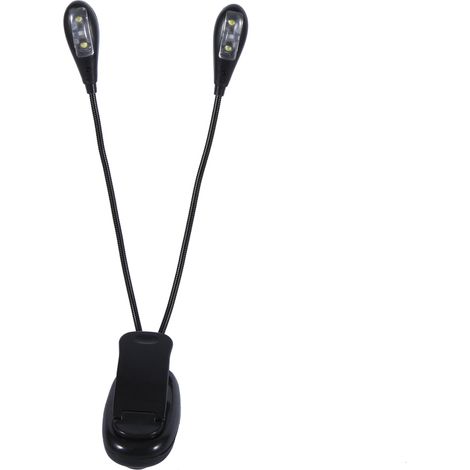 Lampe de lecture flexible 2 bras articulés, pince LED 4 ampoules pour livre, tablette et bureau, éclairage réglable (1/5)
