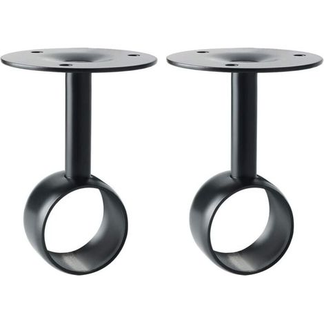 Supporto da soffitto per asta per tende, supporto per asta per guardaroba, staffa di montaggio regolabile con viti per guardaroba e tende, set da 2, finitura in acciaio inossidabile nero opaco (1/4)