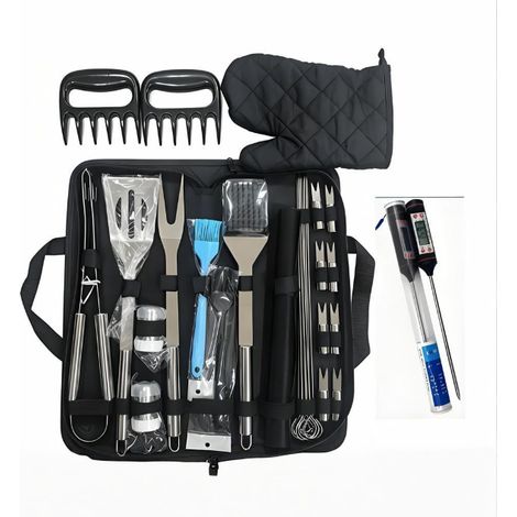 Set de 31 Pièces - Ensemble Ustensiles Barbecue Acier Inoxydable, avec Sac Toile, Portable Extérieur Camping (1/5)