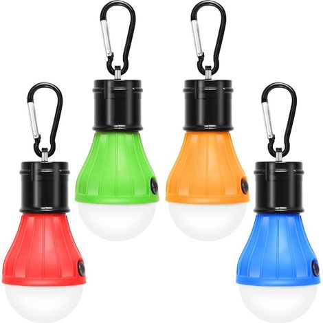 Juego de 4 luces LED para camping, senderismo, pesca, iluminación de emergencia impermeable, alimentadas por batería, para uso interior y exterior. (1/5)