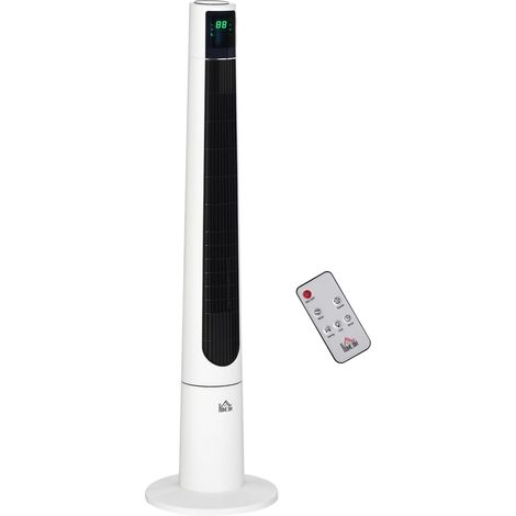 Ventilateur tour silencieux 50 W avec télécommande, 3 vitesses, 3 modes, minuterie 12 h, oscillation à 40°, blanc (1/5)
