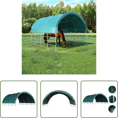 vidaXL Pferdezelt - Weidezelt PVC 3,7x3,7 m Grün (1/5)