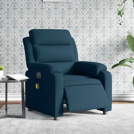 Massagesessel Elektrisch Blau Samt (1/5)