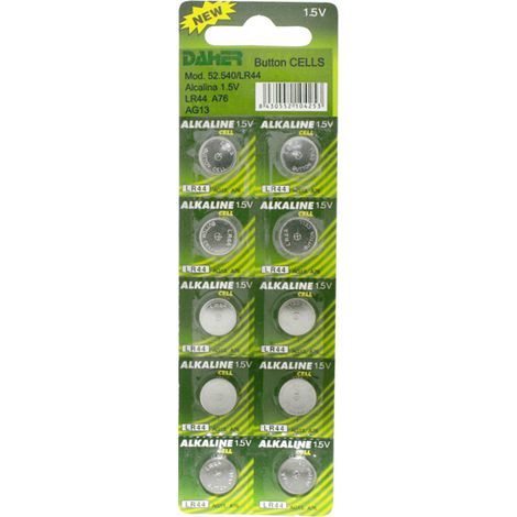 Packung mit 10 Stück Alkaline-Knopfzellen 1,5 V LR44 Electro Dh 52.540/LR44 8430552104253
