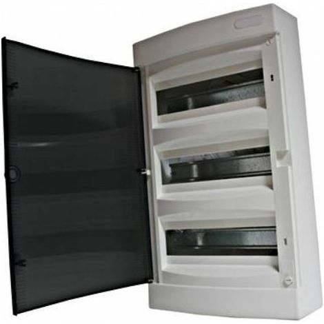 Coffret électrique APPARENT 36 modules 3 rangées avec porte translucide teintée (1/5)
