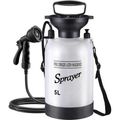 Douche de Camping Portable, Douche Portable 5L avec 10 Modes tête de pulvérisateur et Tuyau 9, 84 Pieds pour Jardin randonnée randonnée (1/5)