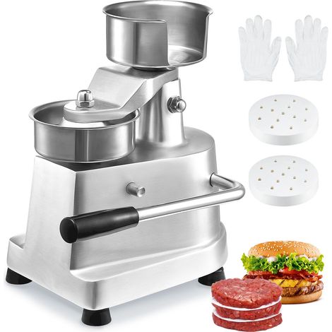 Presse à Hamburger Commerciale 100 mm de Diamètre Machine à Burger Manuelle en Inox SUS304 Presse Steak Haché avec Poignée Ergonomique Papiers Gants pour Hamburgers Galettes Barbecue Pique-nique (1/5)