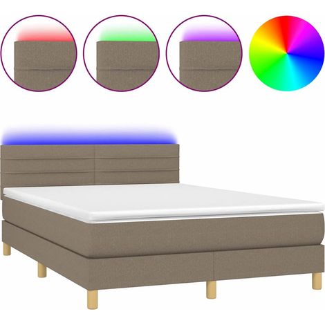 Maison Exclusive - Boxspringbett mit Matratze & LED Taupe 140x200 (1/5)