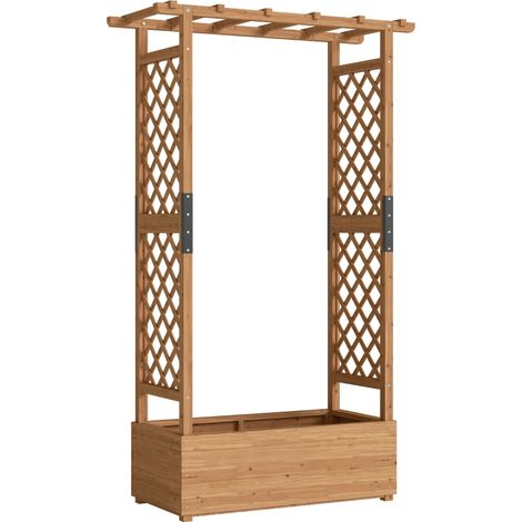 Hochbeet mit Rankengitter und Dach, für Blumen, Obst, Gemüse, Kräuter, 110 x 44 x 181 cm, Holz, Orange