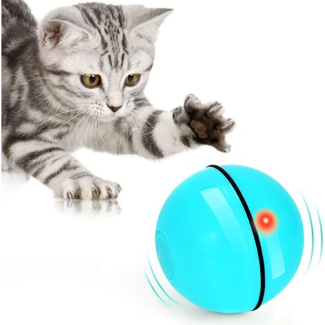 Blaues Katzenspielzeug, Spielball mit LED-Licht, drehbar