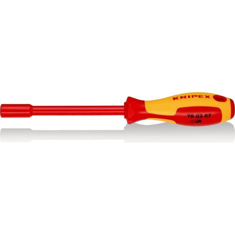 KNIPEX 98 03 07 Llave de vaso con mango destornillador aislados con fundas multicomponentes, según norma VDE Barnizados 237 mm
