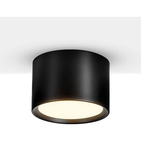Aougo – Plafonnier LED noir 12W – Température couleur 3000K – Ø140mm pour salon, cuisine, chambre – Éclairage A+ (1/5)