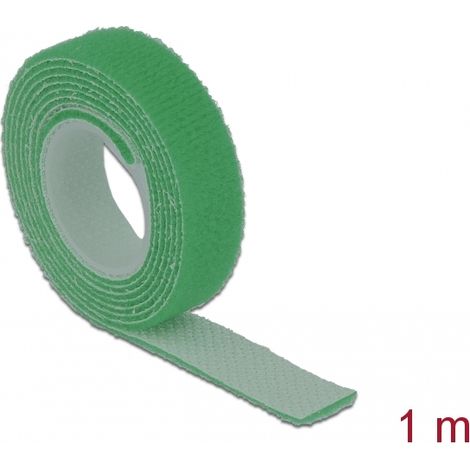 Delock Cinta de gancho y bucle en rollo LA 1 m x AN 13 mm verde
