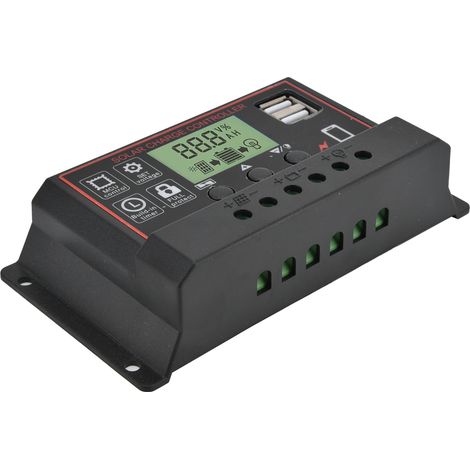 Intelligenter Laderegler für Solarbatterien mit zwei USB-Anschlüssen und PWM-Ladesteuerung (12/24 V, 20 A) (1/5)