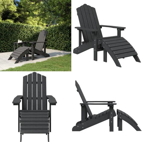 Chaise de jardin Adirondack avec repose-pied PEHD anthracite - Chaise Adirondack - Chaise De Jardin - Mobilier De Jardin - Chaise Extérieure - Fauteuil De Jardin - Home & Living (1/5)