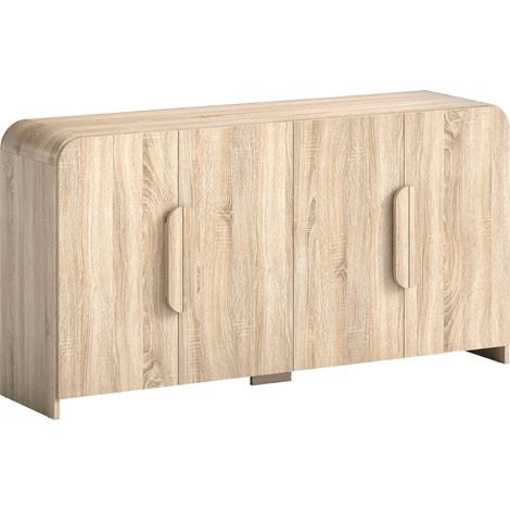 Credenza da Cucina 157x39x82 cm con 2 Armadietti Ante Soft-Close e Ripiani Regolabili in Legno Naturale (1/5)