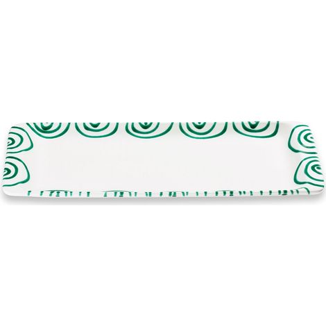 Gmundner Keramik Grüngeflammt, Stollenplatte 42 x 16 cm