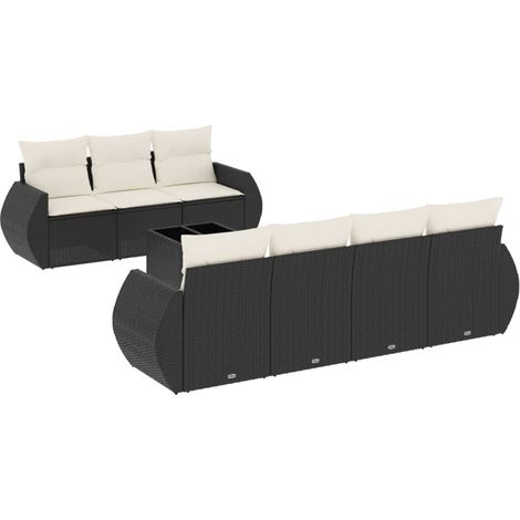 vidaXL Set Divani da Giardino con Cuscini 8 pz Nero in Polyrattan (1/5)