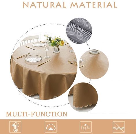 Tablecloth Vinyle - Imperméable - Rond - 150 cm - Polyuréthane PU - Pour Cuisine et Salle à Manger - 1 Pièce (1/5)