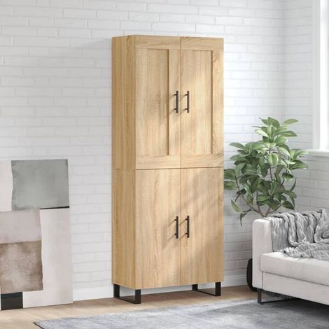 Buffet de Rangement haut Chêne sonoma 69,5x34x180 cm Bois d'Ingénierie, Design Moderne, pour salon et salle à manger (1/5)