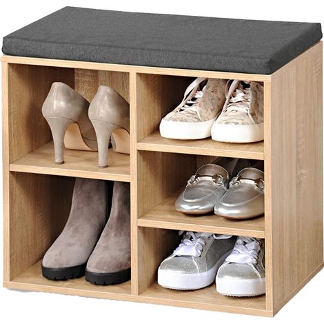 Scarpiera in Legno con Cuscino a 5 Scomparti 51,5x29,5x48cm (1/5)