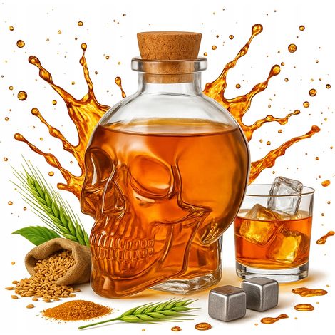 Jarra de cristal con forma de calavera, botella de 100 ml para decoración de bebidas alcohólicas y vino.