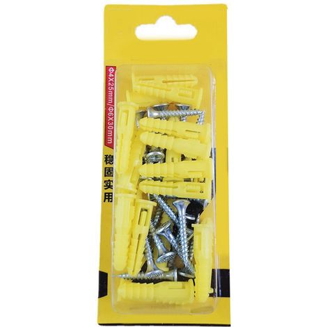 Kit de 20 paires d'ancrages muraux, jeu de vis autotaraudeuses, raccords de quincaillerie quotidiens en plastique et métal (1/5)