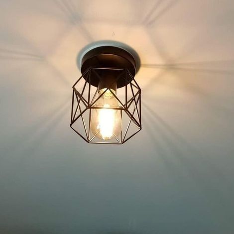 Plafonnier Retro en Métal Cube Fer Industrielle Noir luminaire pour Salon Chambre Café Bar Restaurent Salle à Mange (1/5)