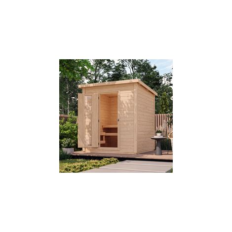 Sauna finlandese da giardino Ketty2 in massello 38mm - 196x196x228cm
