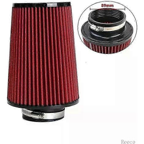 Filtre à air universel à haut débit KN 102 mm, 89 mm, 76 mm, 3, 3,5, 4 pouces, conique, pour voiture KN 14084-2, tête champignon (L rouge 89 mm, logo KN) (1/5)