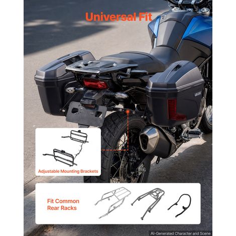 Sacoche de Moto Latérale 23 L 2PCs Sac de Selle Rigide Universel ABS, Valises Étanches et Amovibles avec Serrure de Sécurité, Gauch… (1/5)