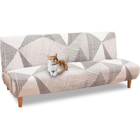 Housse de Canapé sans Accoudoir 3 Places Extensible Universel Lavable Couverture Canapé-lit Ajustable Housse Protection