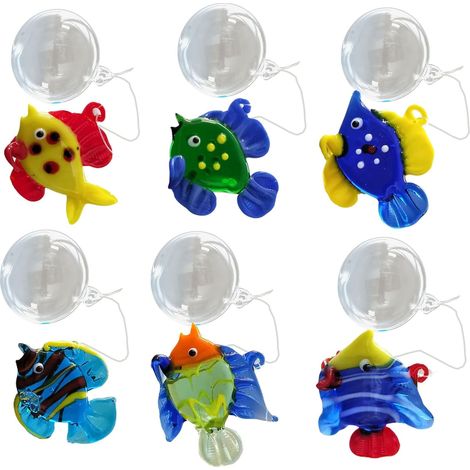 Décorations de Poissons en Verre Faites à la Main avec Bulle, décoration de Flotteur d ' Aquarium 6 pièces pour Embellissement de Maisons créatives, décors artisanaux (1/5)