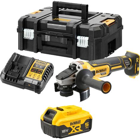 Amoladora a batería DeWalt DCG405 18V XR, 125mm pack con una batería de 5ah