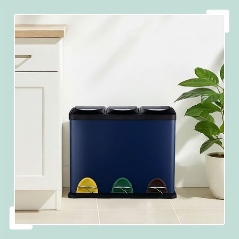 Pattumiera per rifiuti da cucina 3 scomparti 8 litri ciascuno