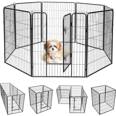 Parc pour animaux robuste à 8 panneaux métalliques, clôture pour chien avec porte – 40 pouces (1/4)