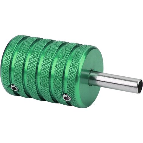 Manchon de machine à tatouer en alliage d'aluminium 35 mm, poignée moletée avec grip antidérapant pour tubes, couleur verte, compatible avec cartouches et aiguilles (1/5)