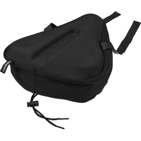 Relaxdays – Housse selle de vélo en gel – Rembourrée et étanche – Antidérapante avec picots – Confort optimal pour longues randonnées – Noir (1/5)
